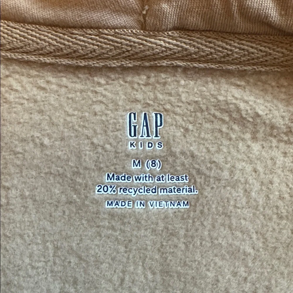 GAP Kids Tan Hoodie size 8 sequined Logo cotton full zip spring neutral